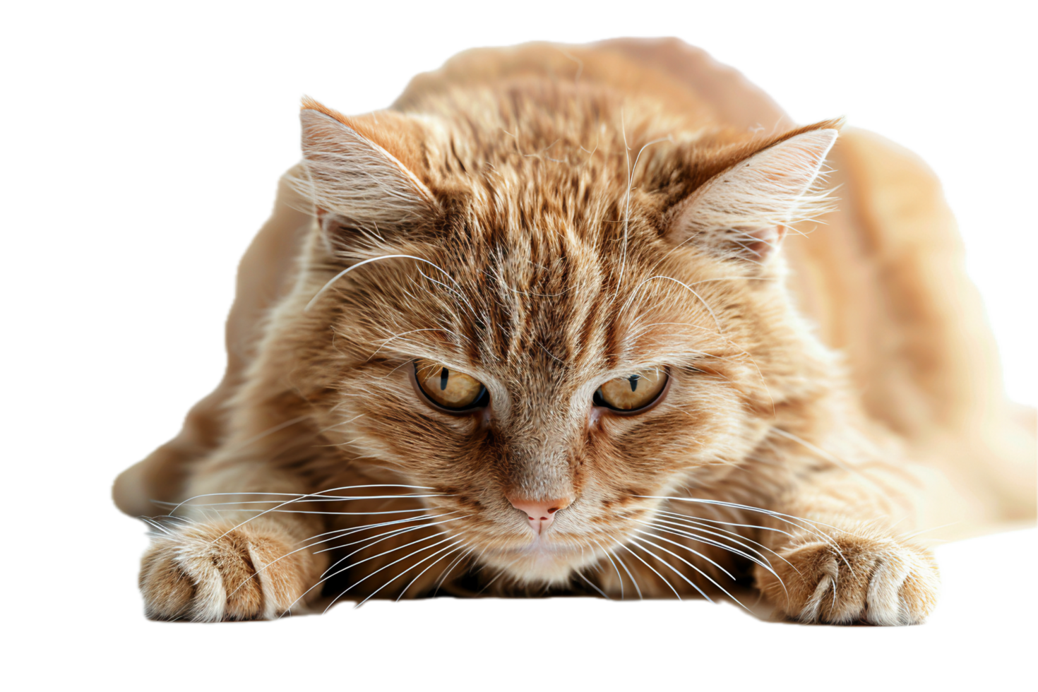 AI generated Stern Ginger Cat with Intense Gaze png