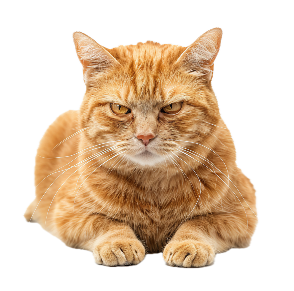 AI generated Stern Ginger Cat with Intense Gaze png