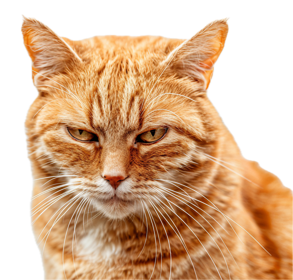AI generated Stern Ginger Cat with Intense Gaze png