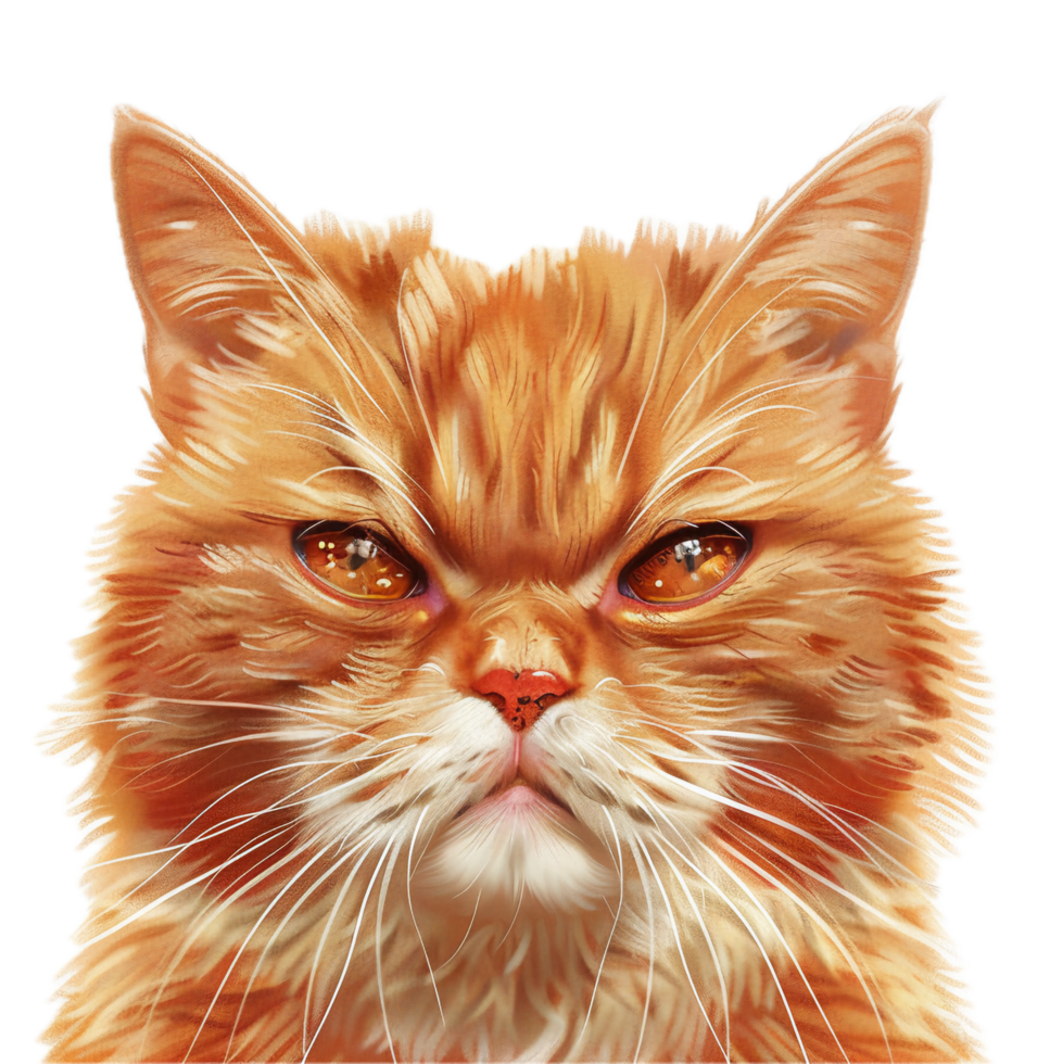 AI generated Stern Ginger Cat with Intense Gaze png