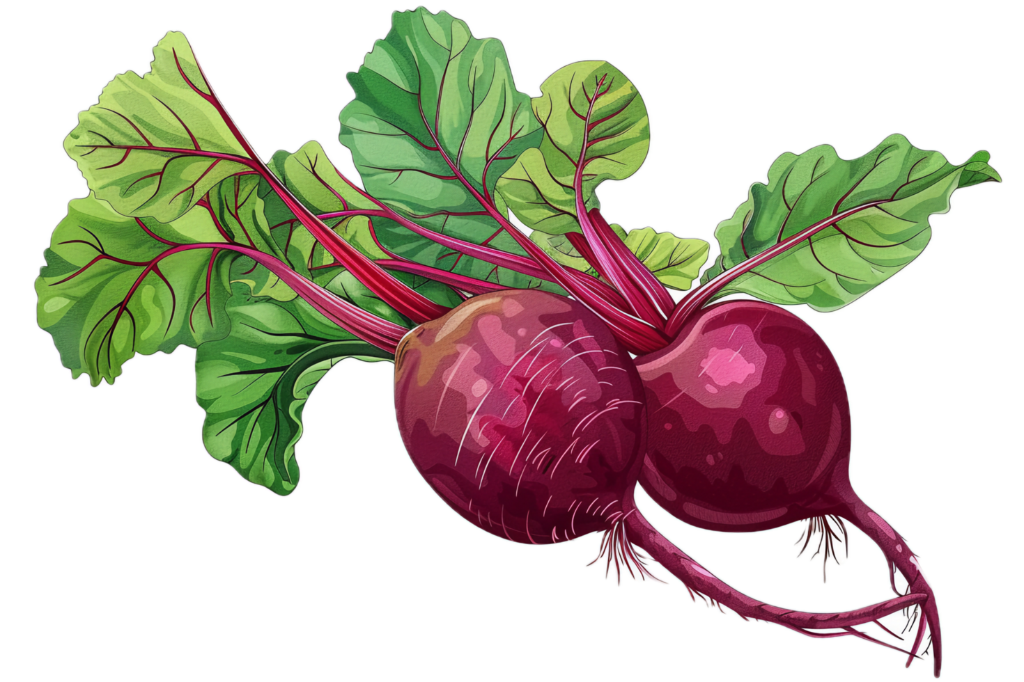 AI generated Fresh Beetroots with Leaves png