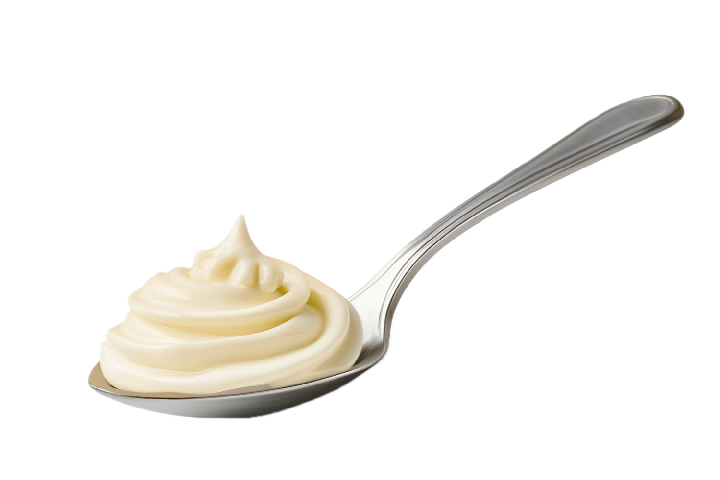 AI generated Creamy Mayonnaise Swirl on White Spoon png