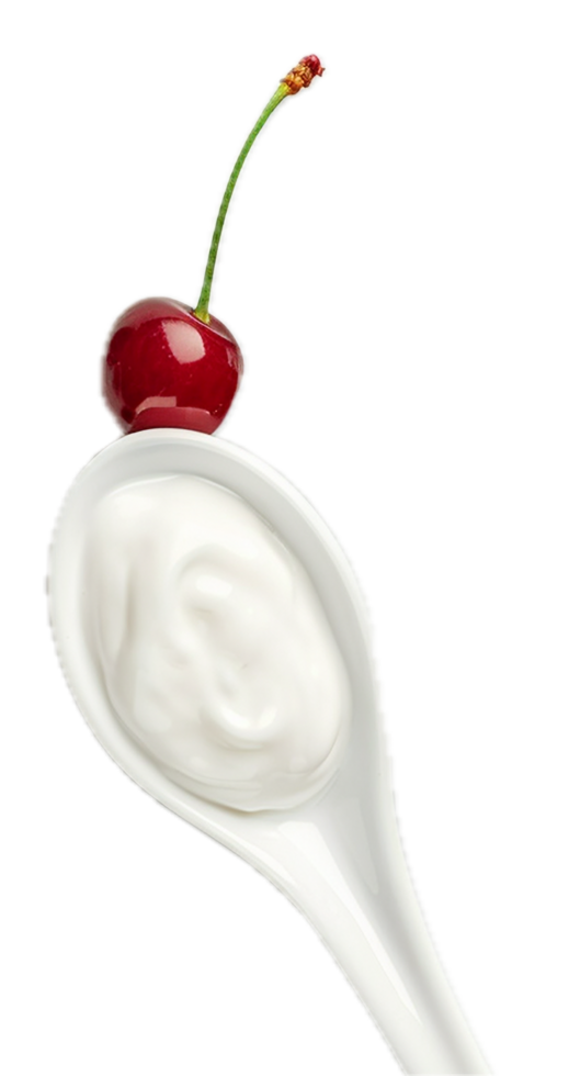 AI generated Cherry Topped on Whipped Cream in Red Spoon png