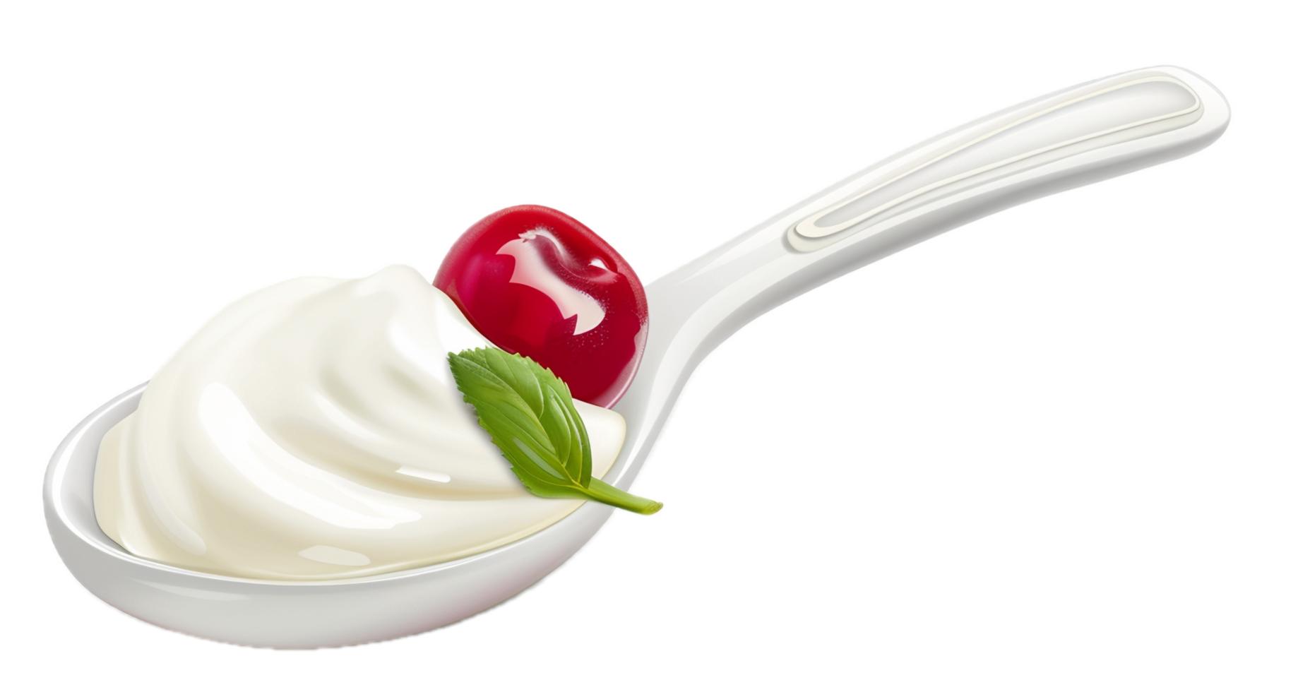AI generated Cherry Topped on Whipped Cream in Red Spoon png