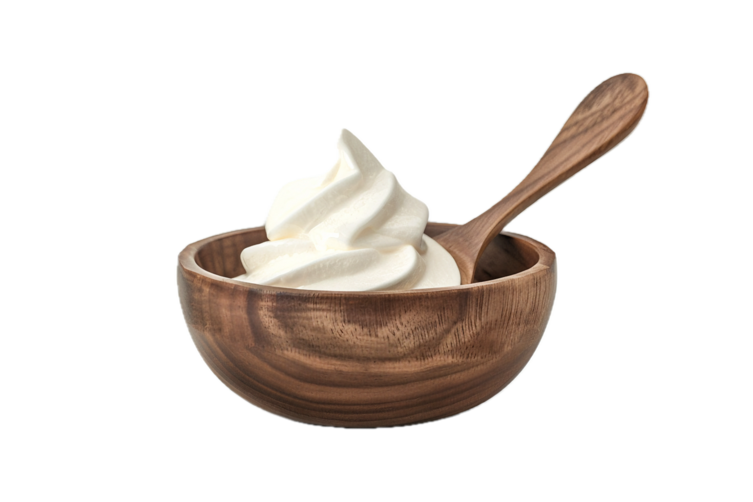 AI generated Bowl of Creamy Yogurt with Wooden Spoon png