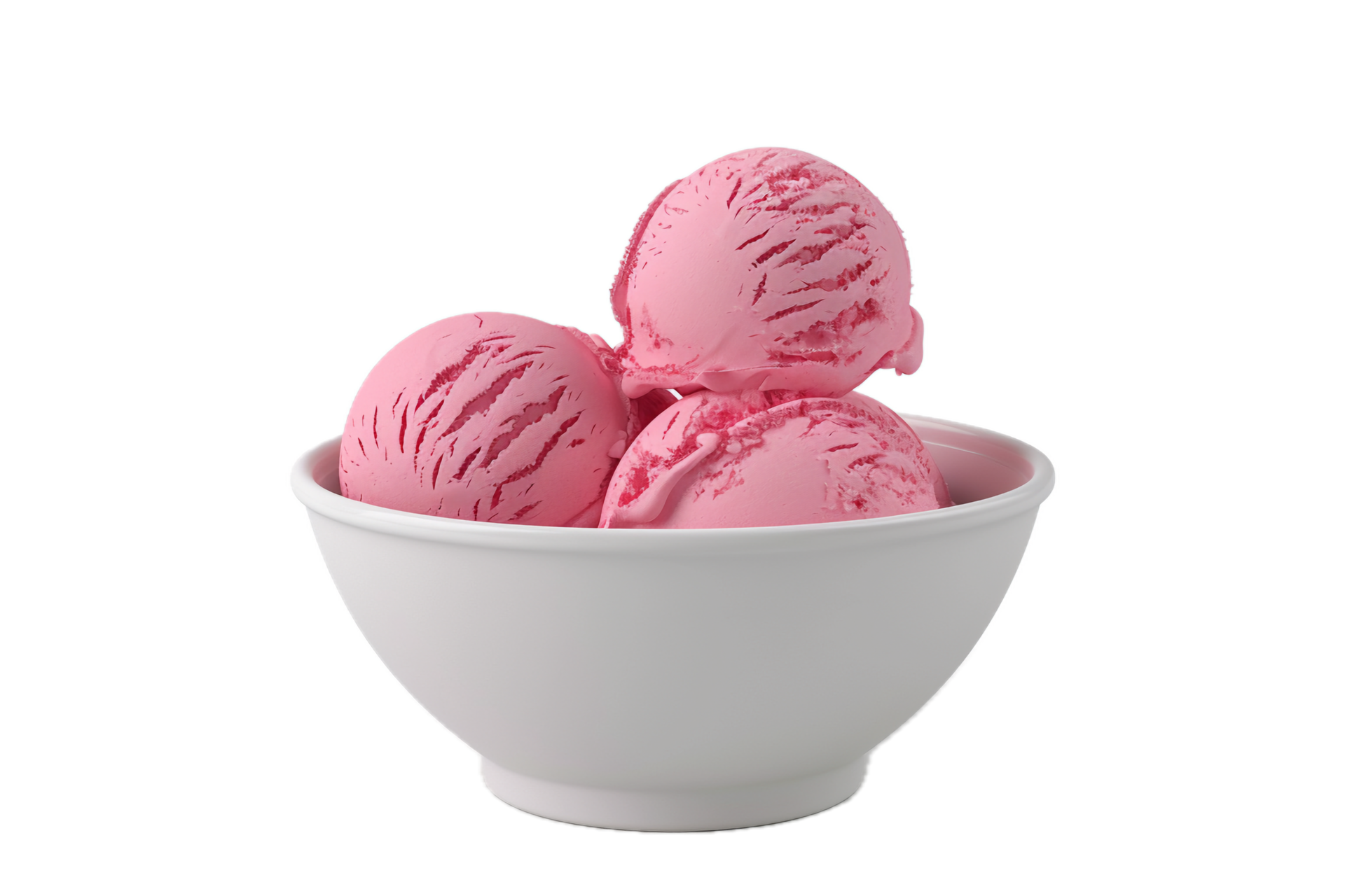 AI generated Strawberry Ice Cream Scoops in White Bowl png 42654862 PNG