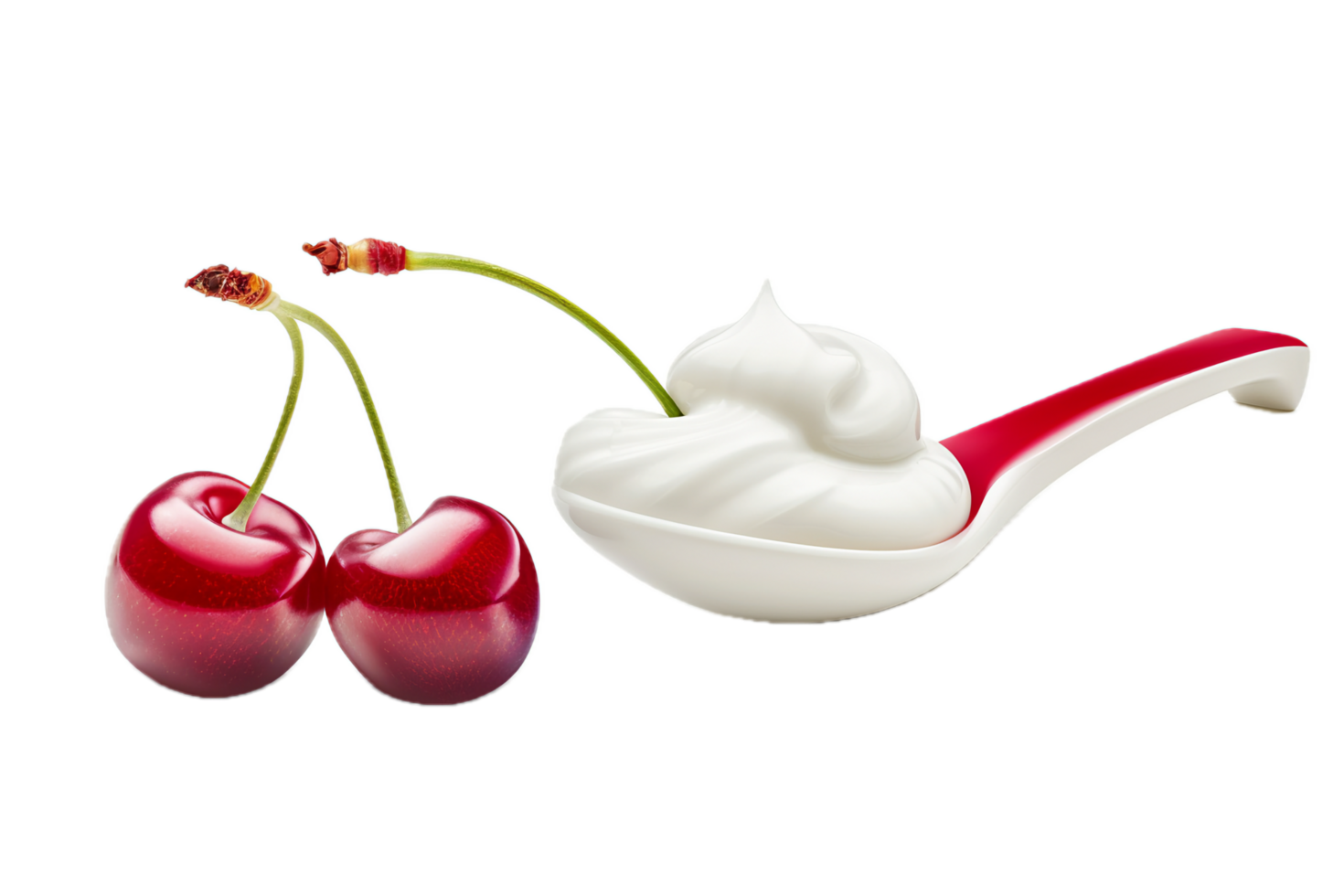 AI generated Cherry Topped on Whipped Cream in Red Spoon png