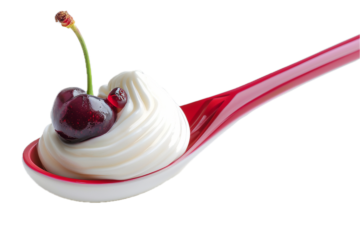 AI generated Cherry Topped on Whipped Cream in Red Spoon png