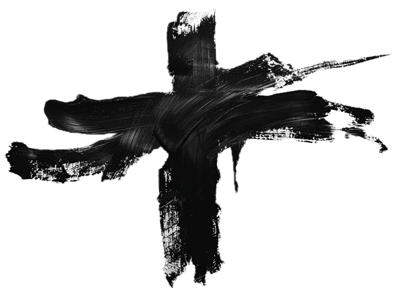 AI generated Abstract Black and White Cross Painting png