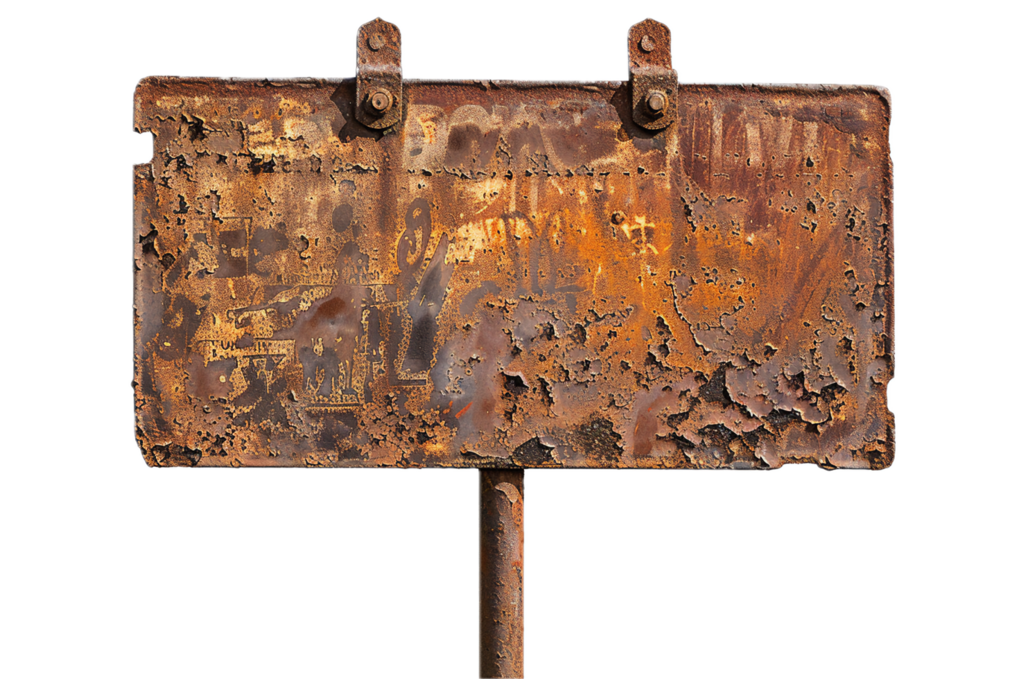 AI generated Old Rusty Metal Sign on a Post png