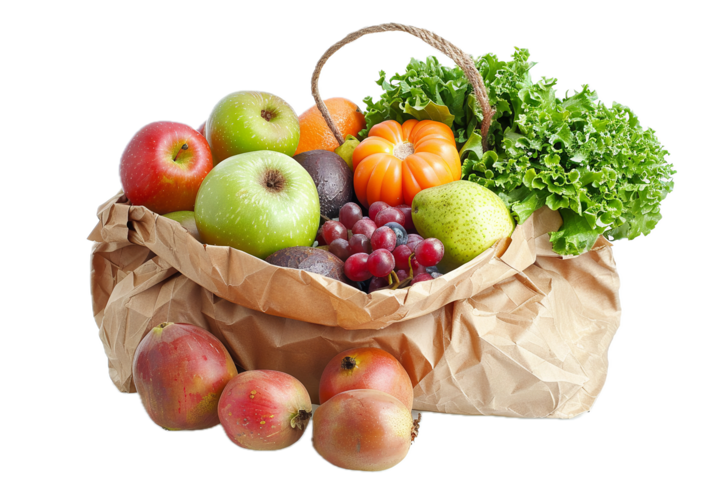 AI generated Fresh Vegetables and Fruits in Paper Bag png