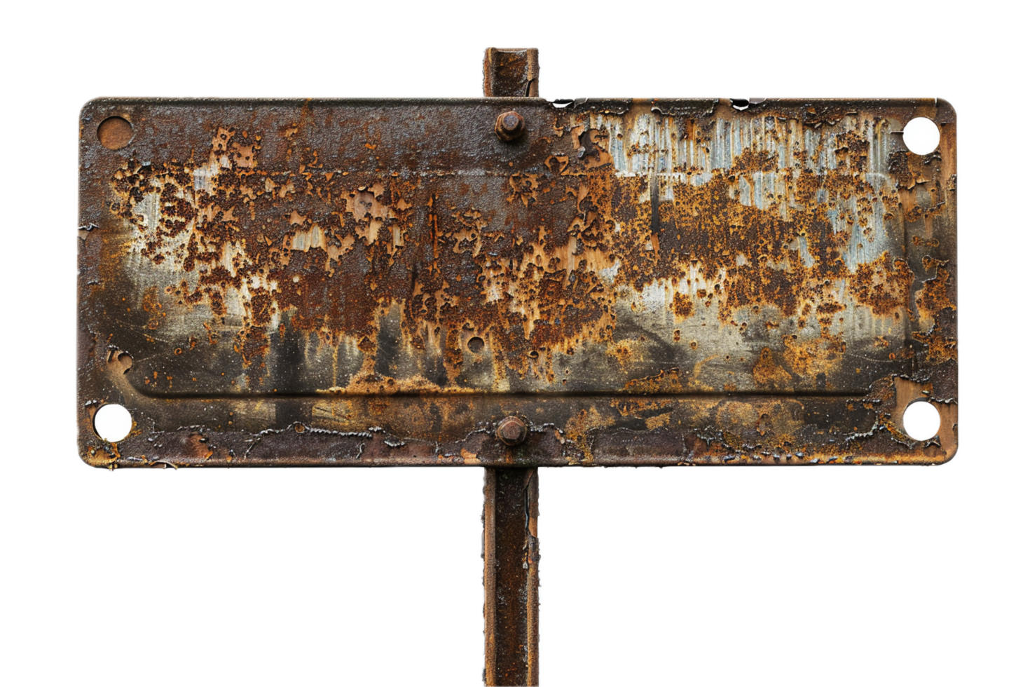AI generated Old Rusty Metal Sign on a Post png