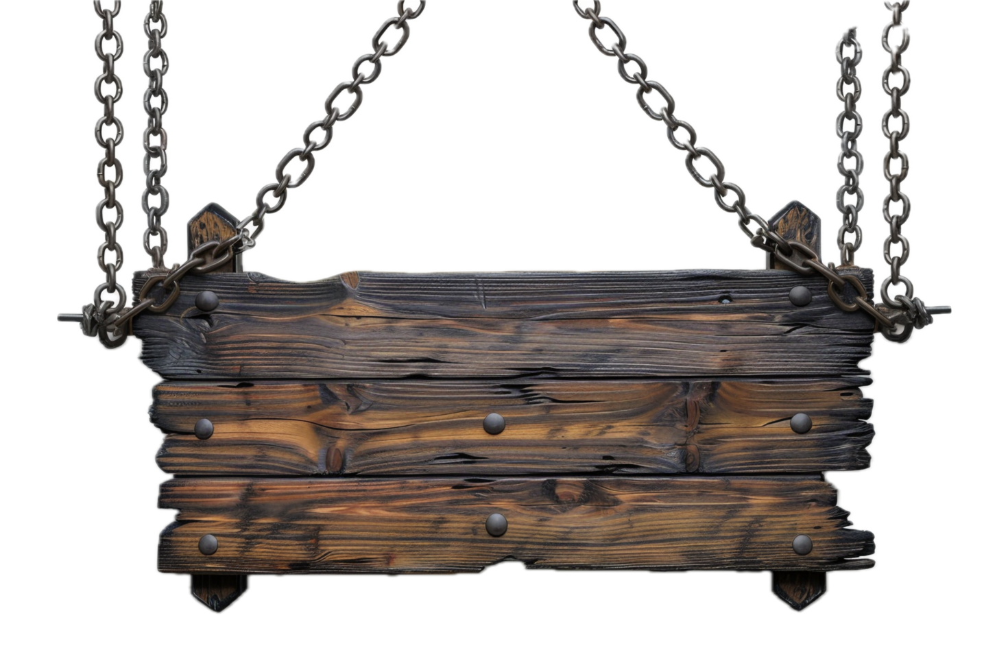 AI generated Hanging Wooden Signboard With Chains png