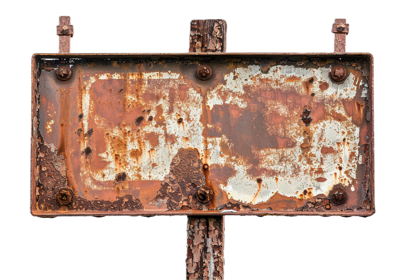 AI generated Old Rusty Metal Sign on a Post png