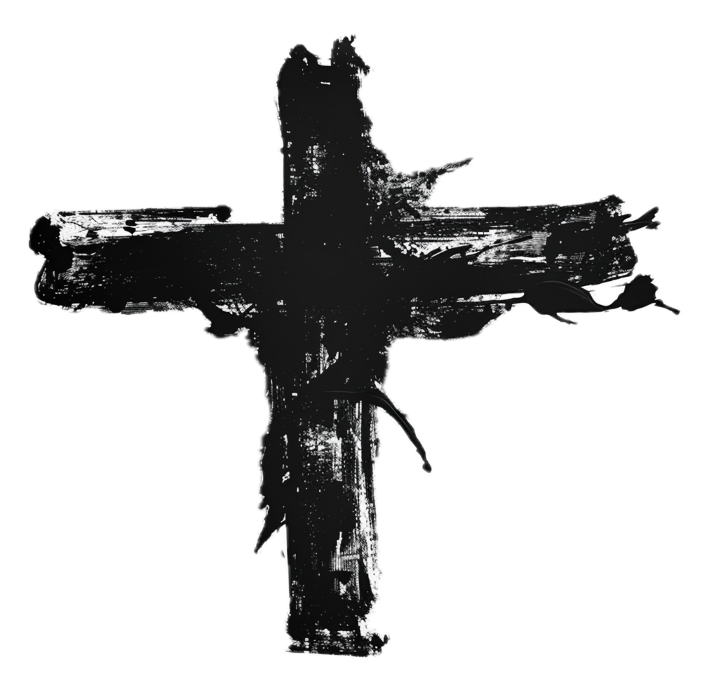 AI generated Abstract Black and White Cross Painting png