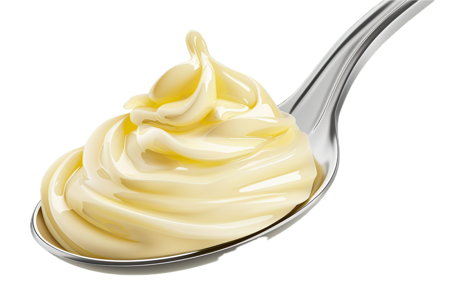 AI generated Creamy Mayonnaise Swirl on White Spoon png