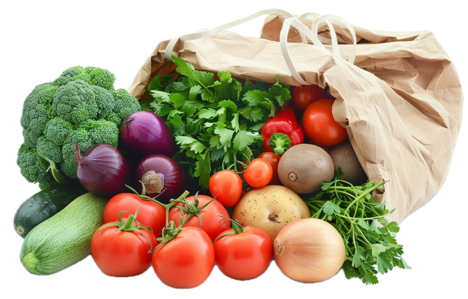AI generated Fresh Vegetables and Fruits in Paper Bag png