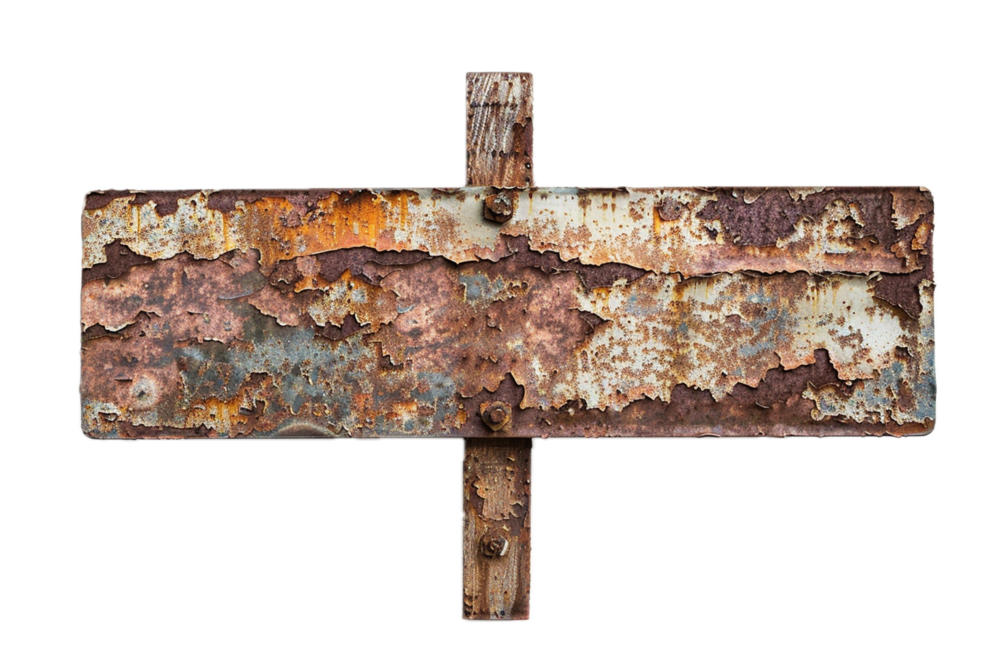 AI generated Old Rusty Metal Sign on a Post png