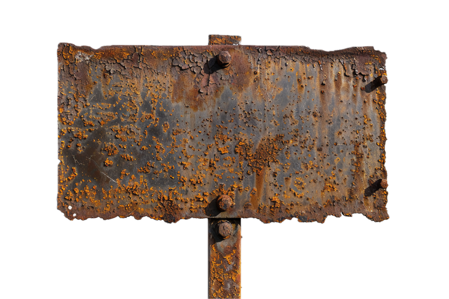 AI generated Old Rusty Metal Sign on a Post png