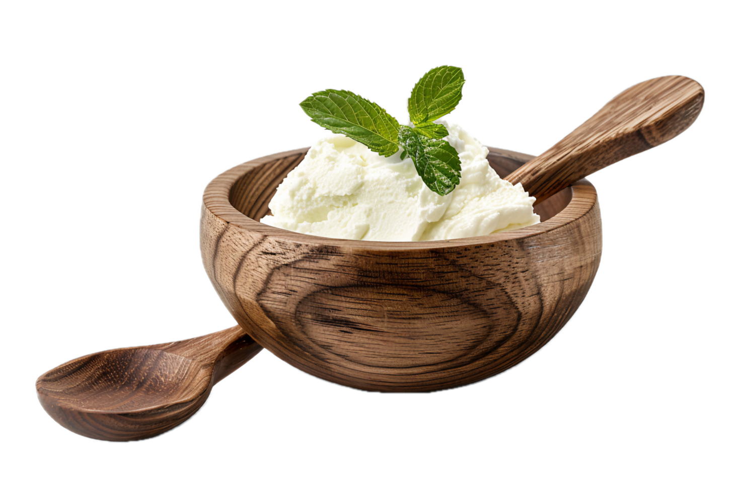 AI generated Bowl of Creamy Yogurt with Wooden Spoon png