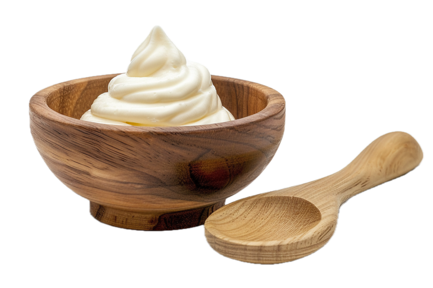 AI generated Bowl of Creamy Yogurt with Wooden Spoon png