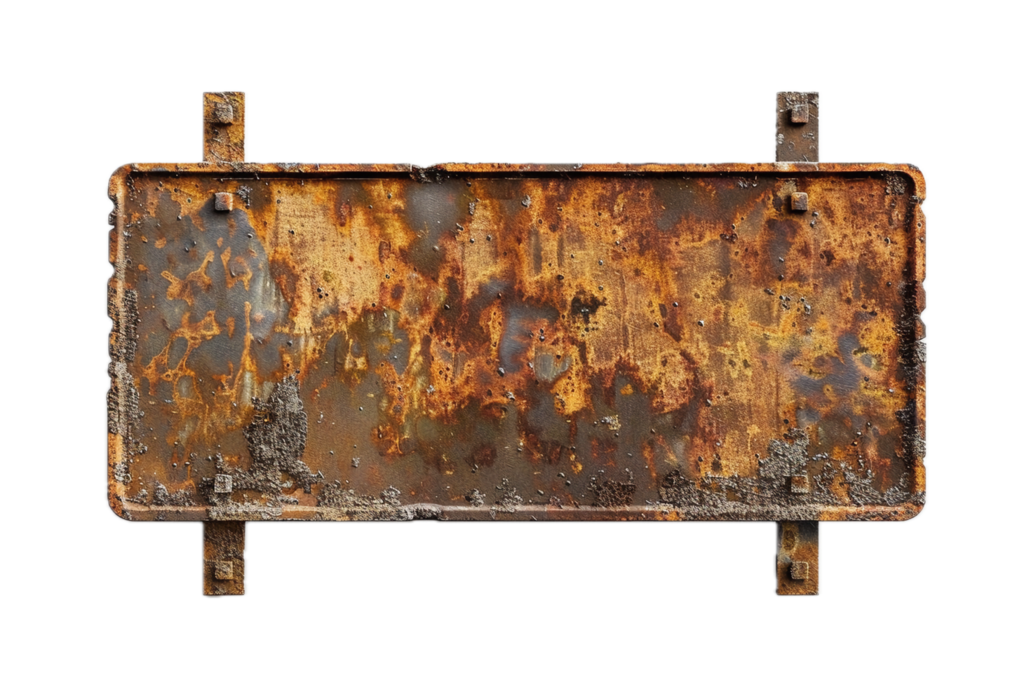 AI generated Old Rusty Metal Sign on a Post png