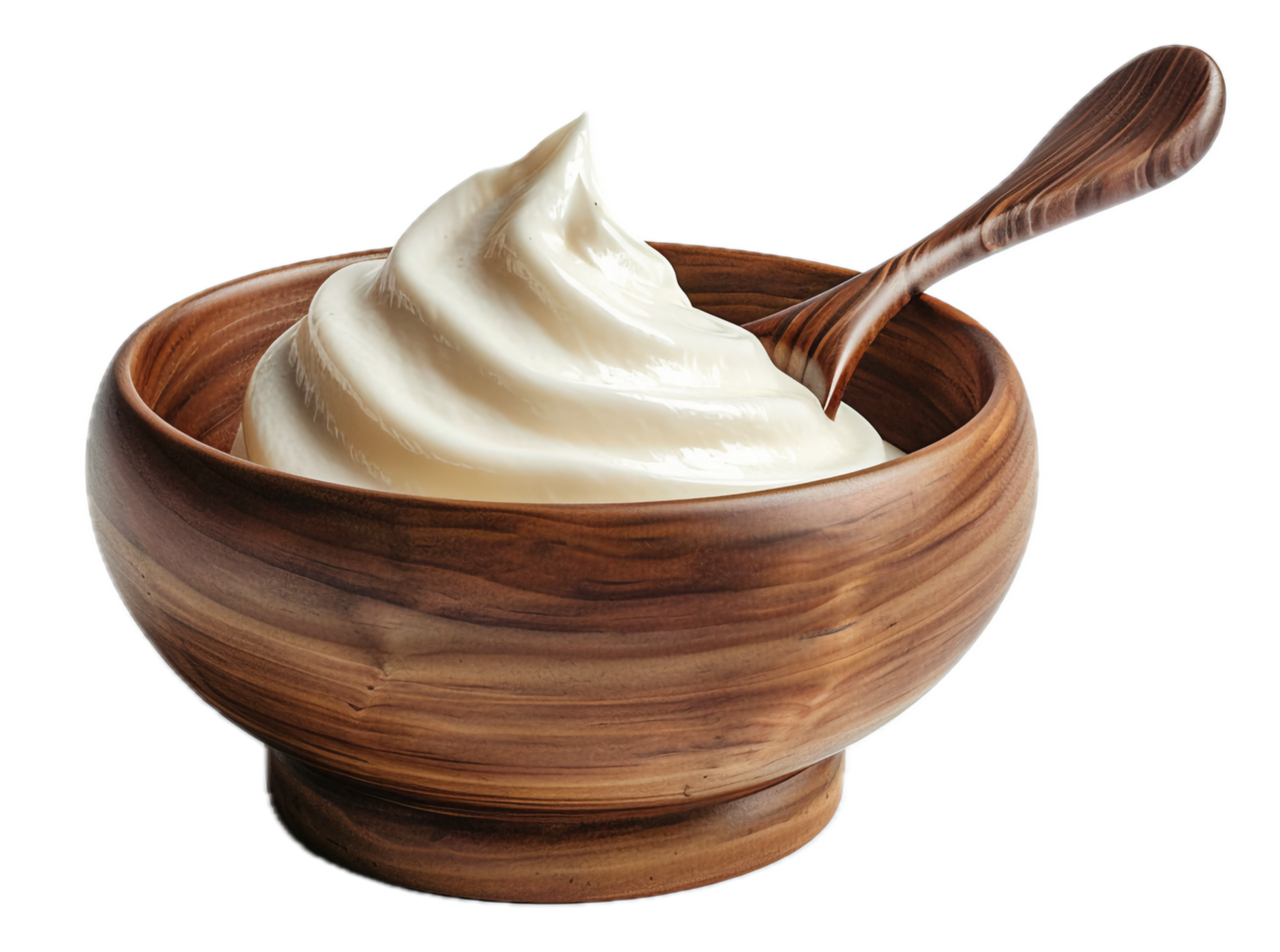 ai generado cuenco de cremoso yogur con de madera cuchara png