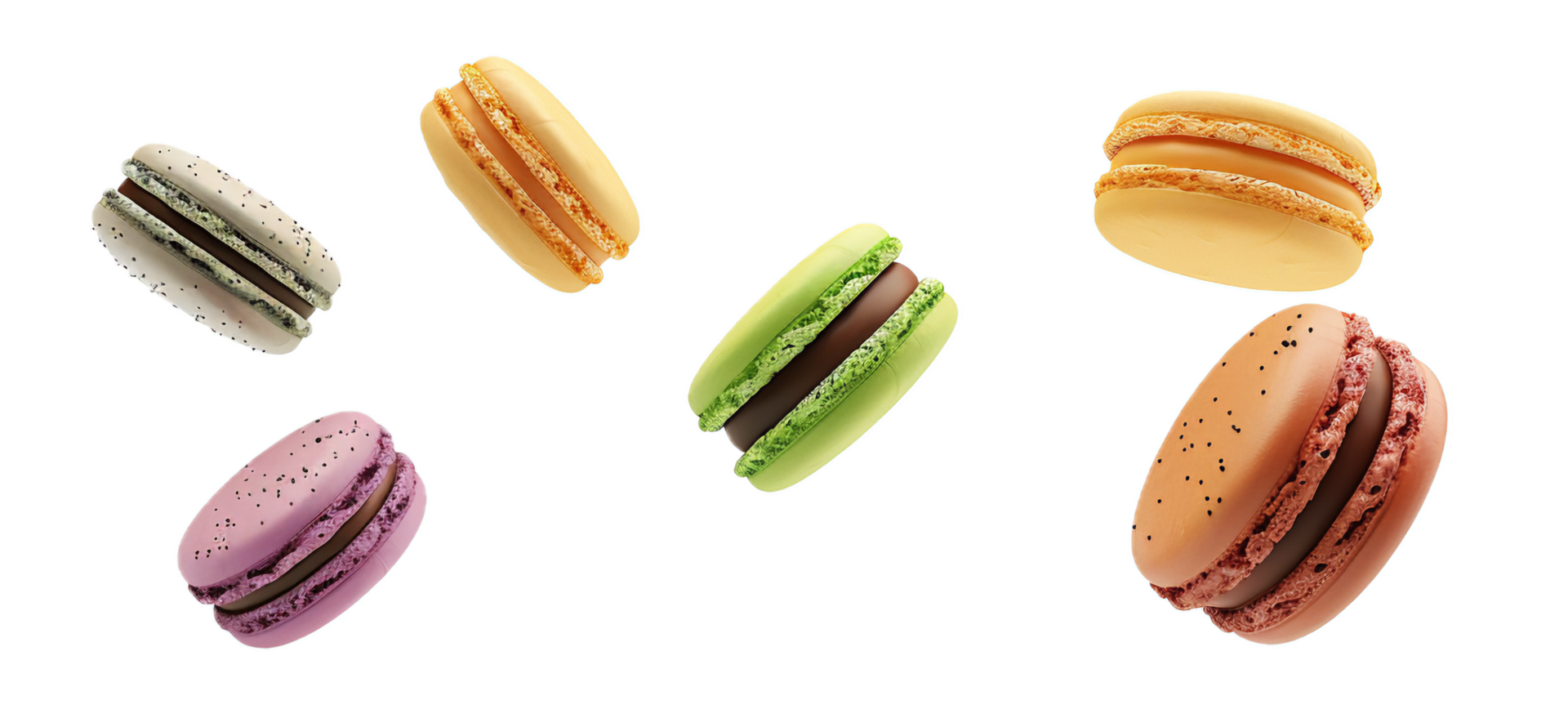 AI generated Colorful Macarons Floating png