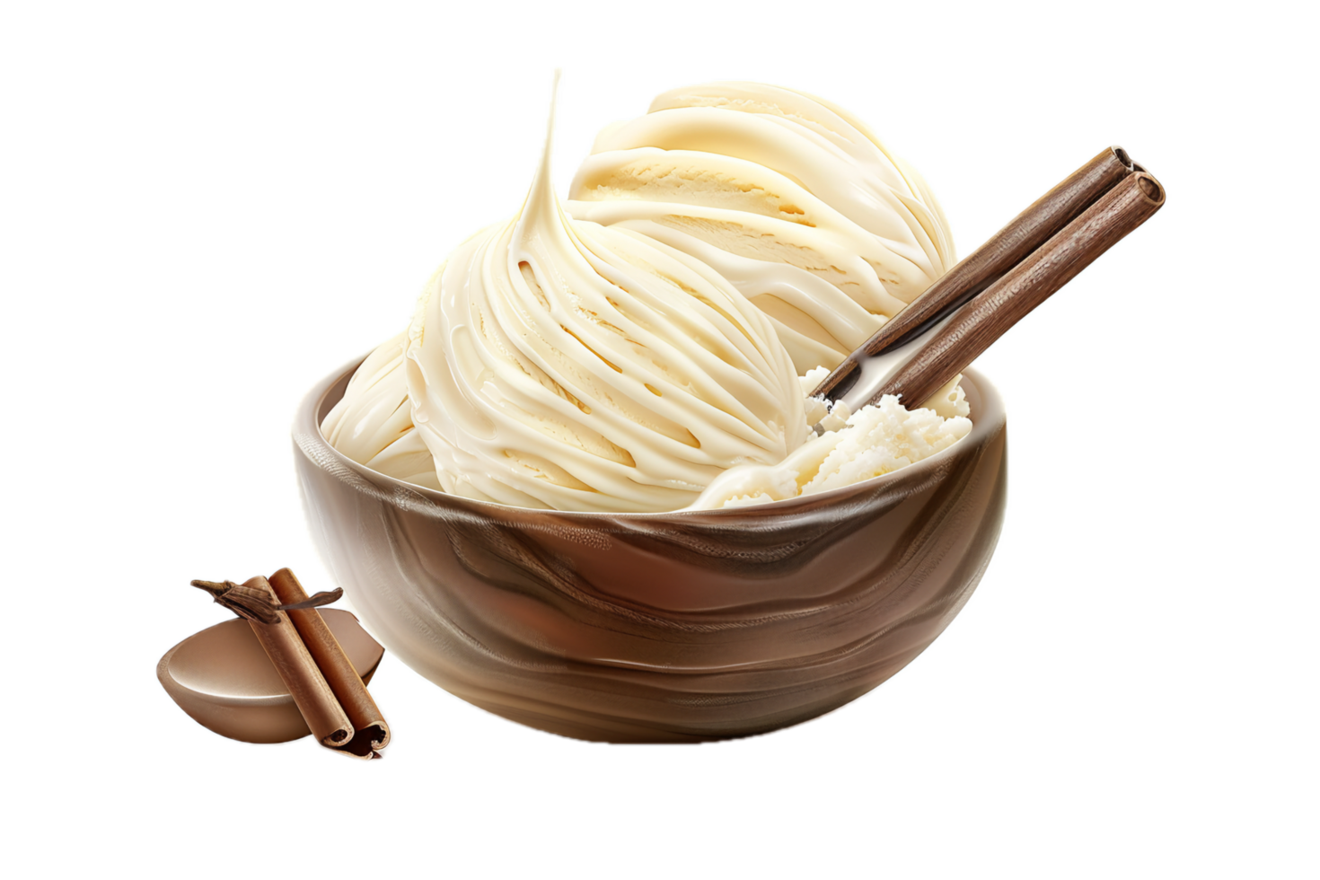AI generated Vanilla Ice Cream Scoops in White Bowl png