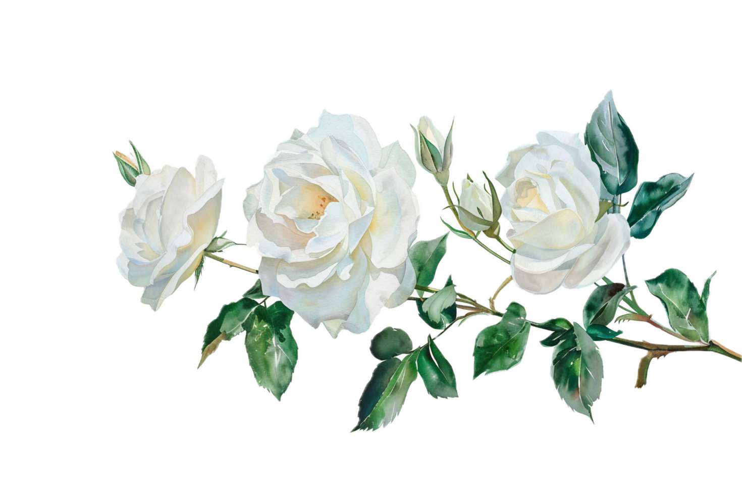 AI generated White Rose Watercolor Illustration png