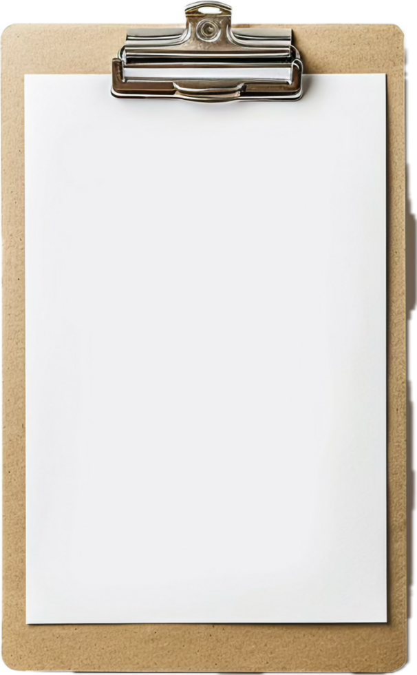 AI generated Clipboard with Blank White Paper png