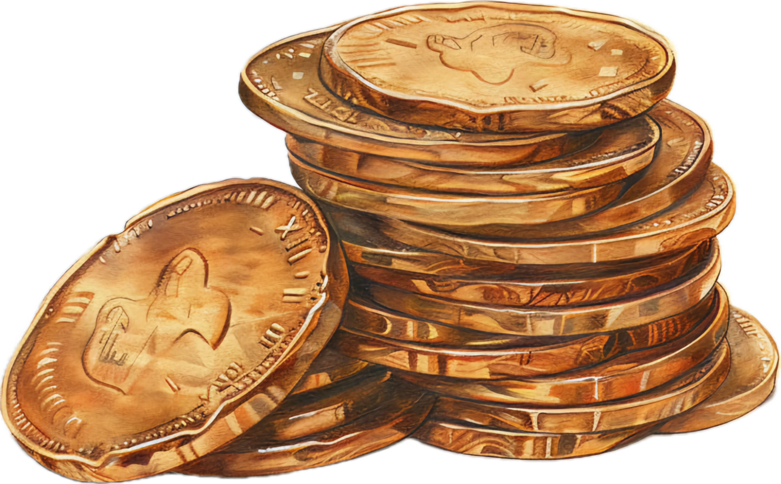 AI generated Stacks of Gold Coins png