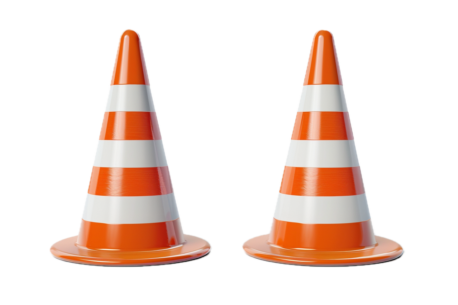 AI generated Two Used Traffic Cones png