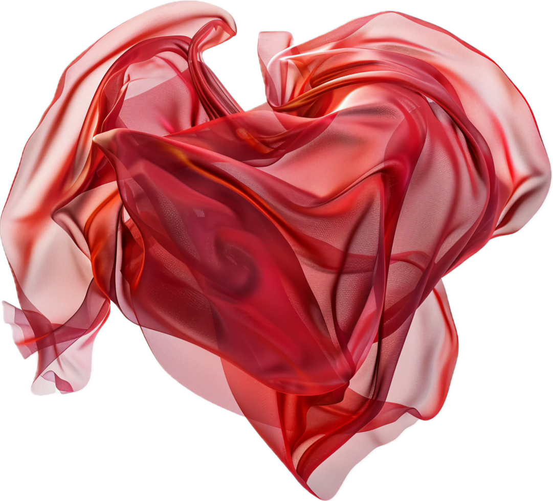 AI generated Red Silk Fabric Shaped into a Heart png