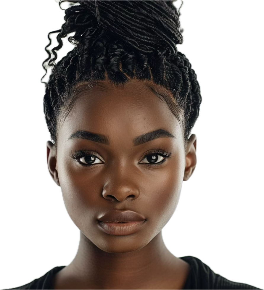 AI generated Serene Beauty with Braided Hair and Subtle Makeup png