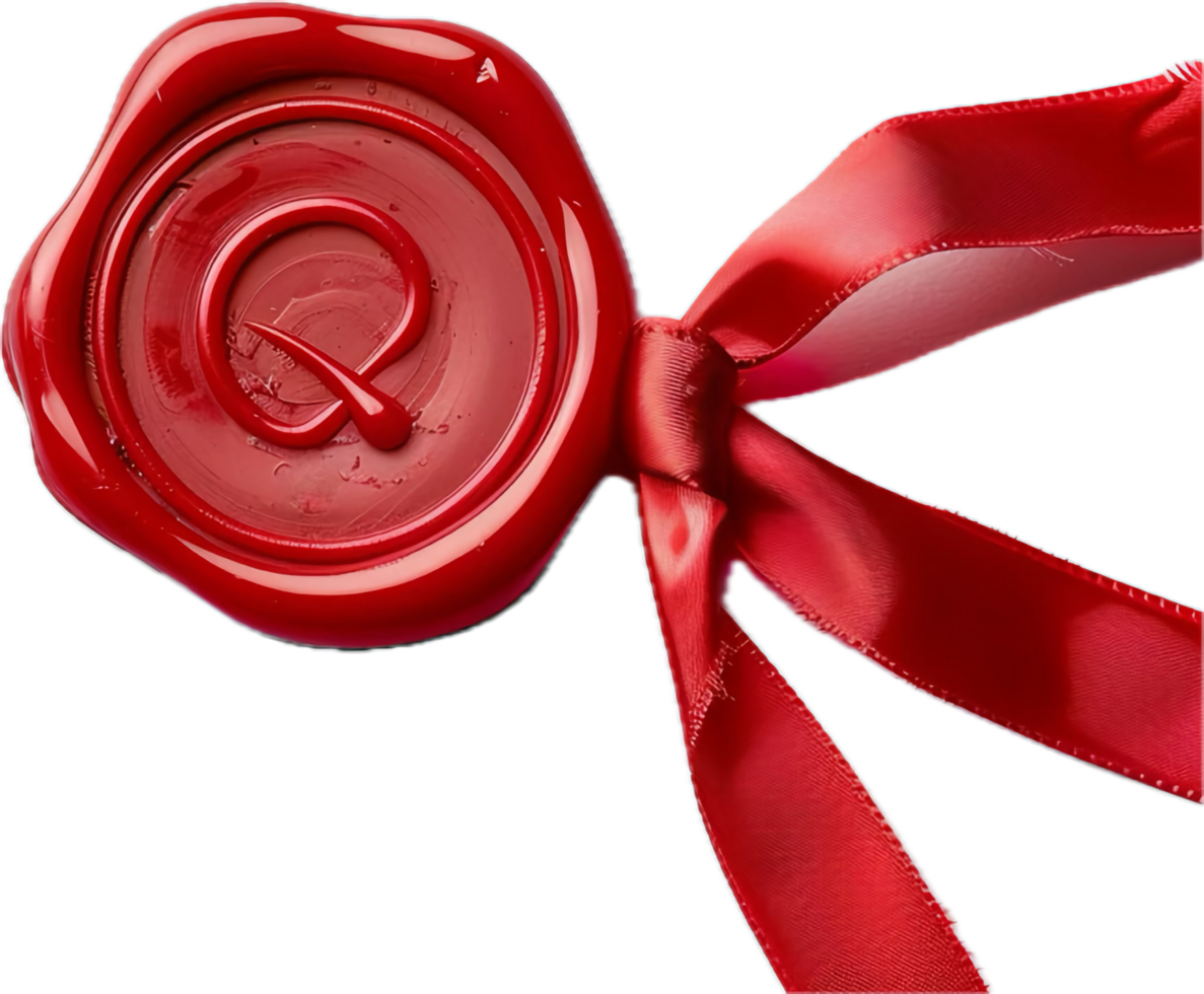 AI generated Red Wax Seal with Ribbon png