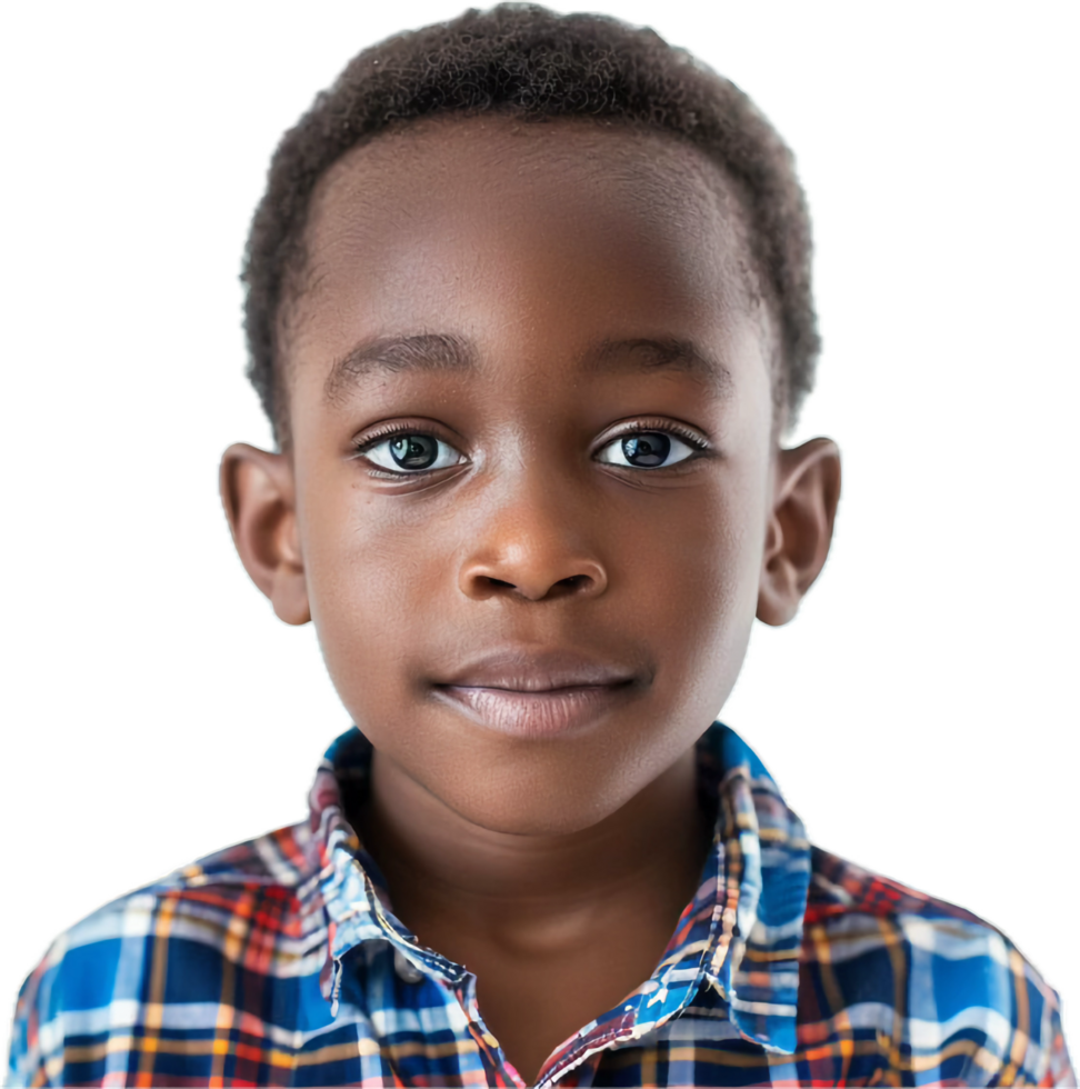 AI generated Smiling Young Boy in Colorful Plaid Shirt png