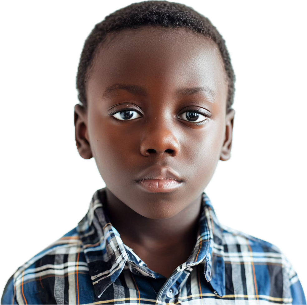 AI generated Smiling Young Boy in Colorful Plaid Shirt png