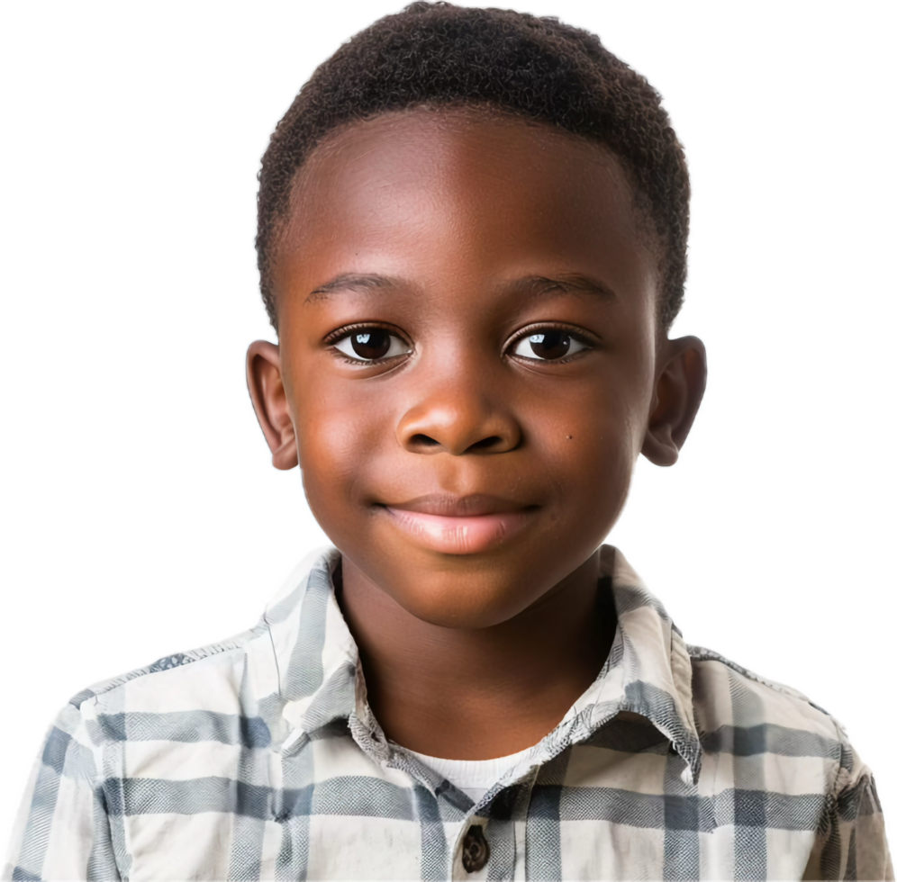 AI generated Smiling Young Boy in Colorful Plaid Shirt png