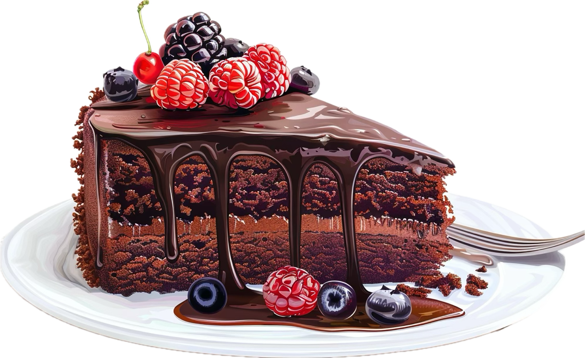 AI generated Decadent Chocolate Cake with Fresh Berries png 42655258 PNG