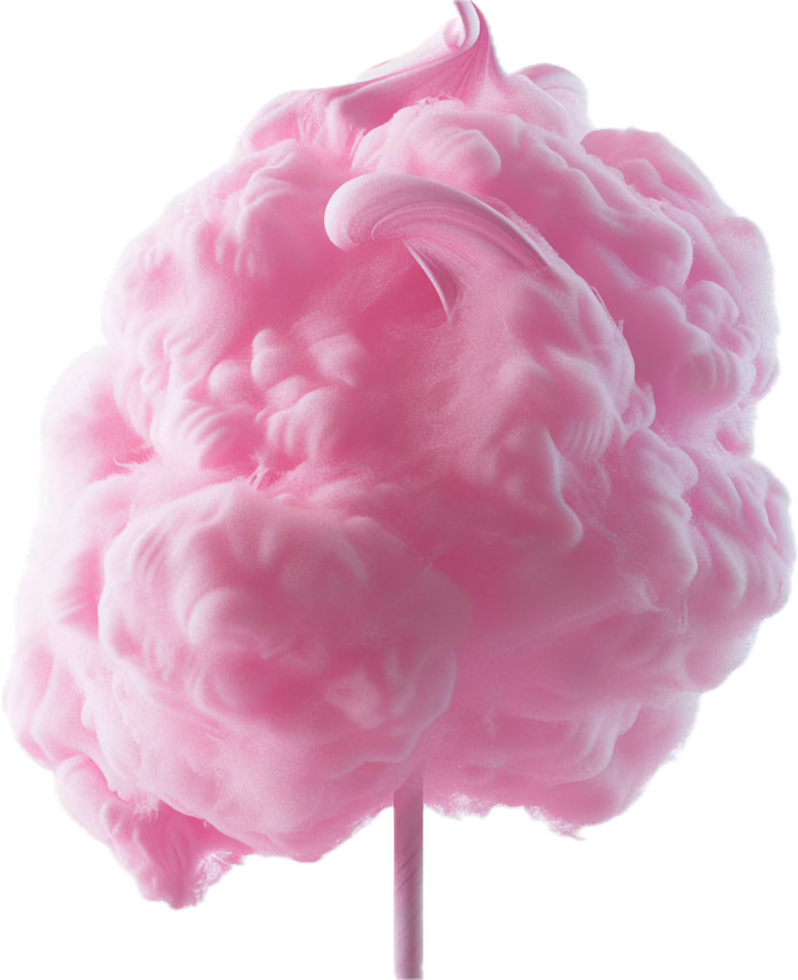 AI generated Fluffy Pink Cotton Candy on Stick png