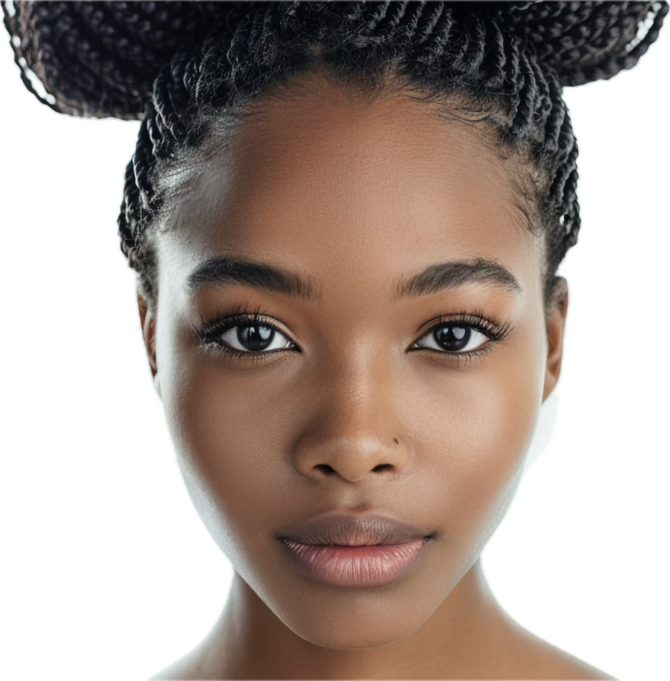 AI generated Serene Beauty with Braided Hair and Subtle Makeup png