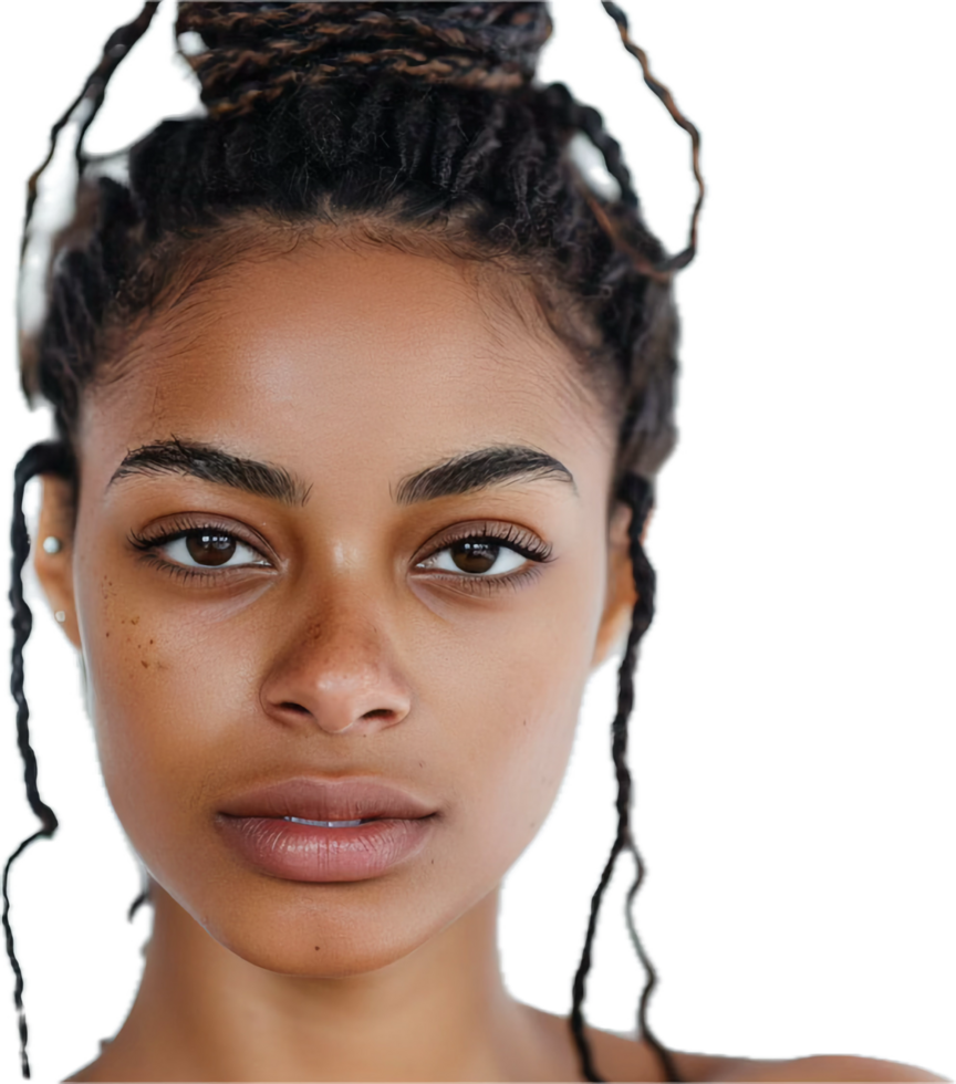 AI generated Serene Beauty with Braided Hair and Subtle Makeup png