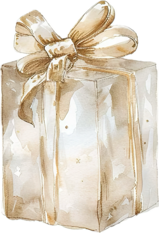 AI generated Watercolor Painting of a Gift Box with Bow png
