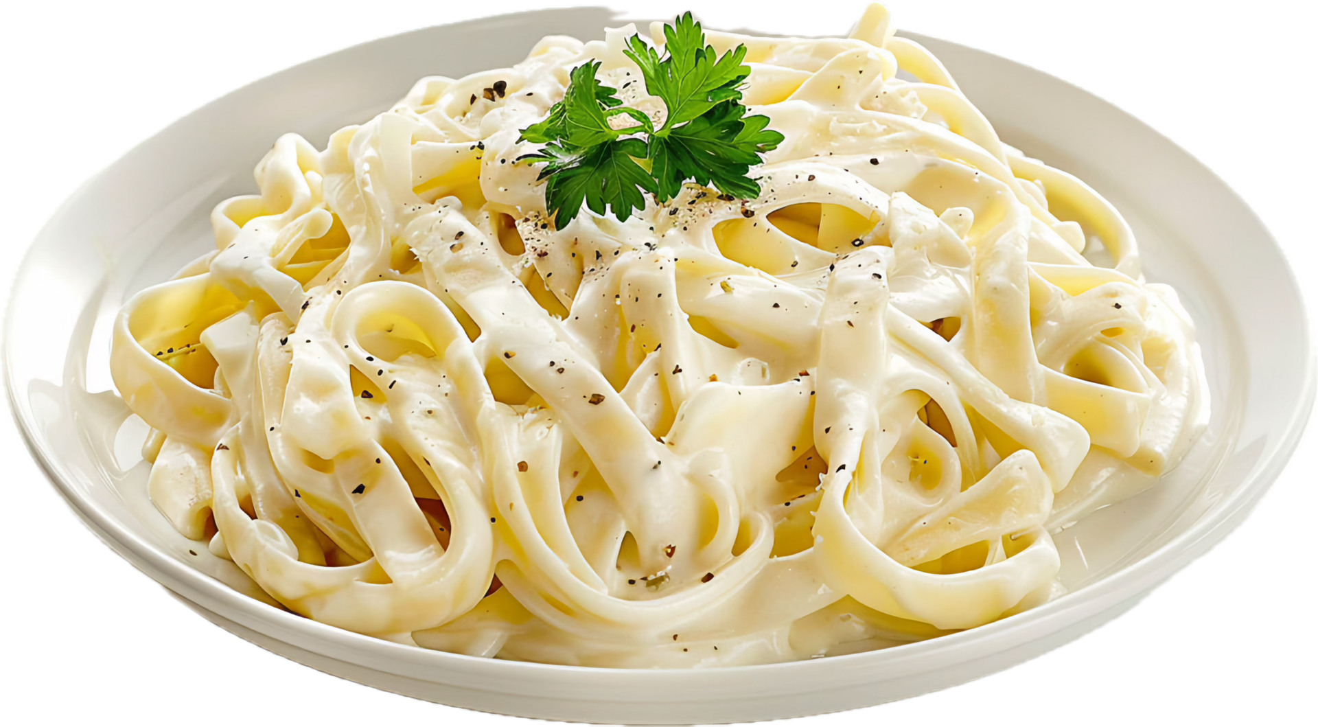 AI generated Creamy Fettuccine Alfredo Pasta with Basil png 42655387 PNG