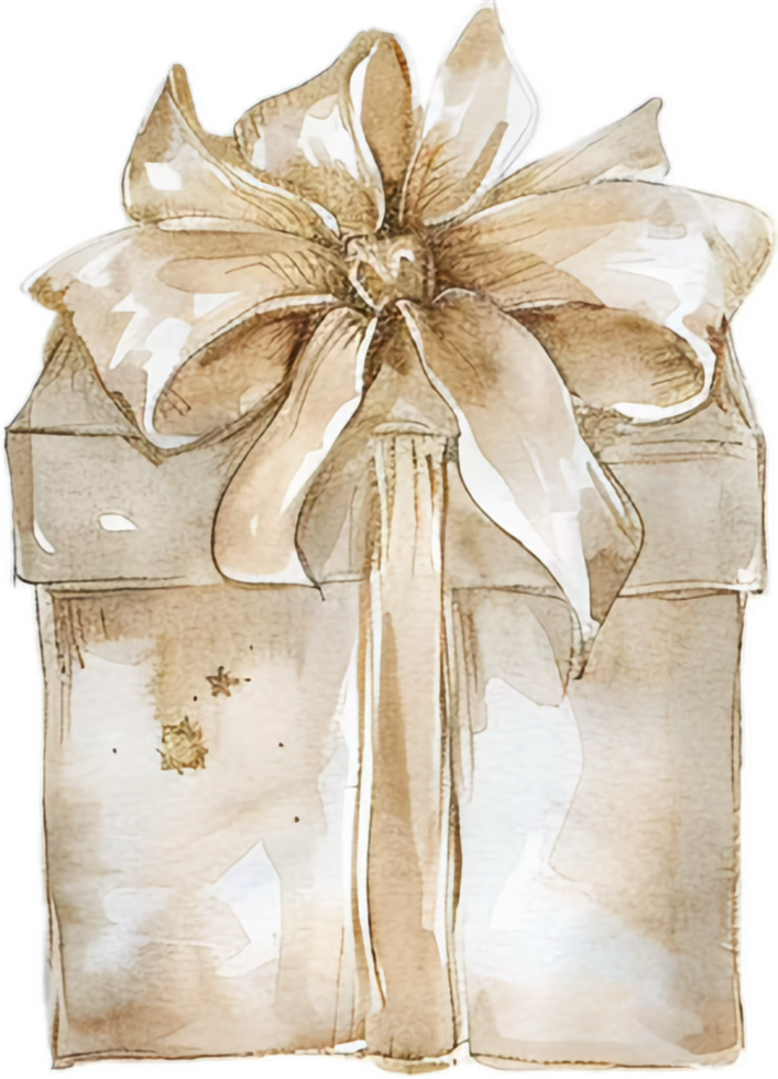 AI generated Watercolor Painting of a Gift Box with Bow png