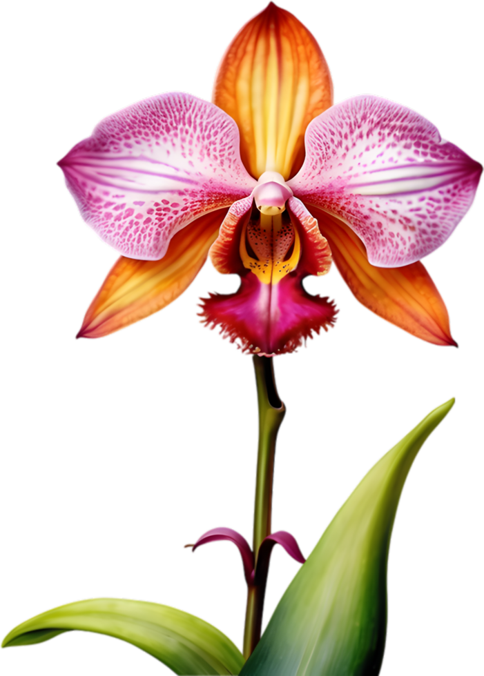 AI generated Watercolor painting of a Monkey Face Orchid flower. png