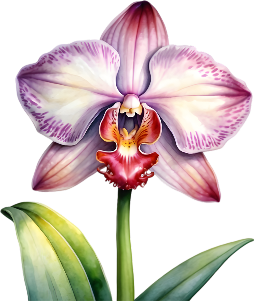 AI generated Watercolor painting of a Monkey Face Orchid flower. png