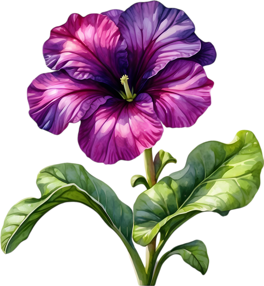 ai gerado aguarela pintura do uma petúnia Preto veludo flor. png