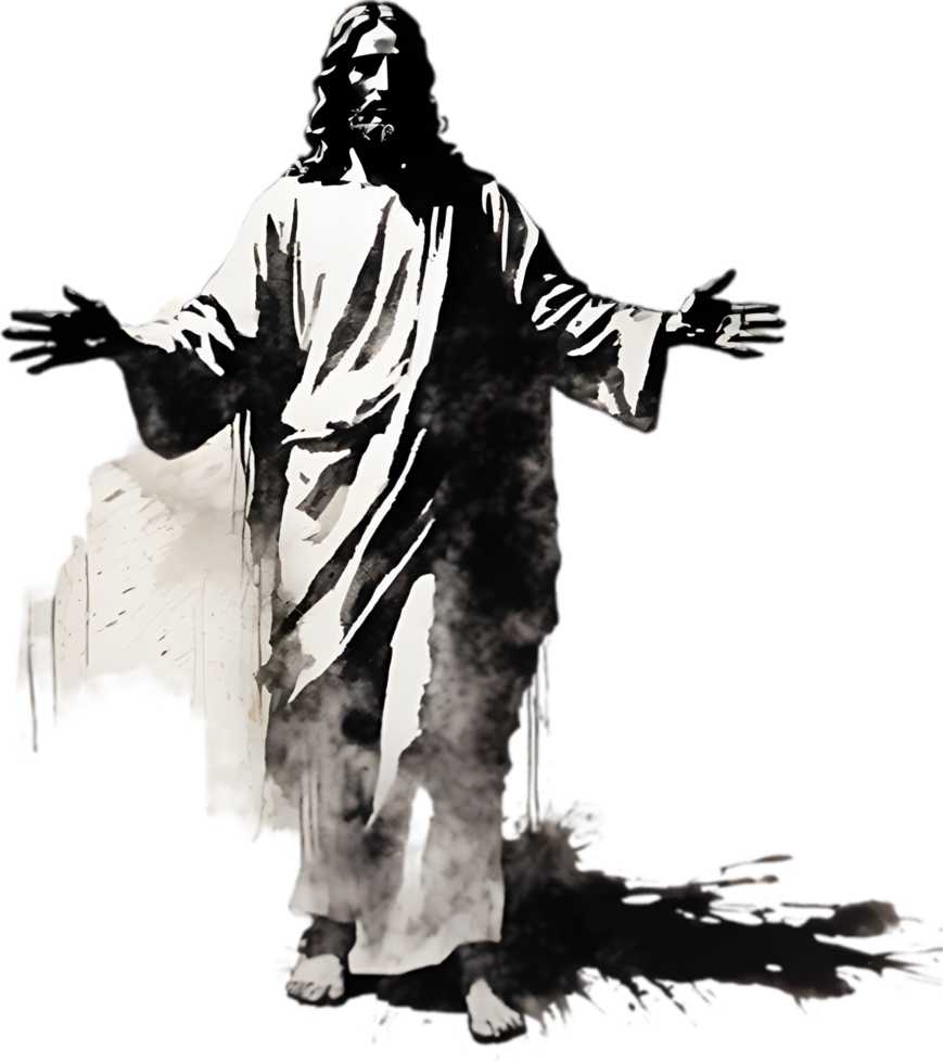AI generated Watercolor painting of Jesus Christ in an impressionist style. png